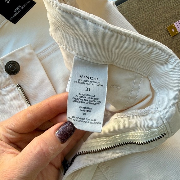 Vince Women’s High Waisted Ivory Cotton blend Pants 7/8  size 31 - Picture 4 of 10